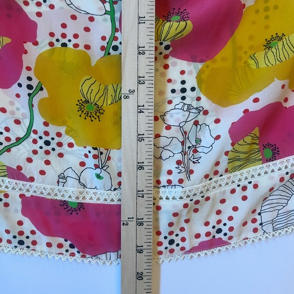 Trina Turk 100% Silk Off The Shoulder Floral 3/4 Length Sleeve Blouse Small - Picture 9 of 10